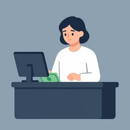 cashier. clean cel shaded vector art. illustration art by lois van baarle