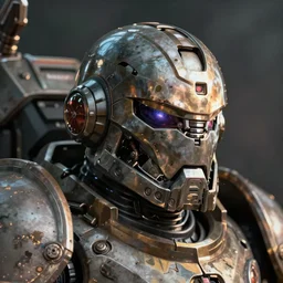 hyper realistic portrait of heroic warhammer android head, cinematic, chaos marine, khorne artstation, cgsociety, full head and shoulders, greg rutkowski, james gurney, mignola, craig mullins, brom