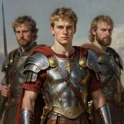 portrait of a handsome young roman warrior, art by denys tsiperko and bogdan rezunenko and franz xaver kosler, hyperrealism, fantasy art
