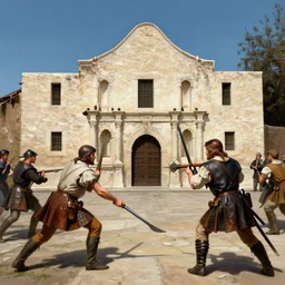 depiction of the battle of the alamo, illustration by mandy jurgens and william adolphe bouguereau, artgerm, 4 k, digital art, surreal, highly detailed, artstation, digital painting, concept art, smooth, sharp focus, illustration by mandy jurgens and william adolphe bouguereau