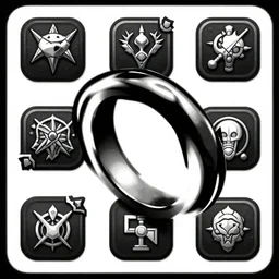 magic ring iconography inventory game icon rpg fantasy ability icon logo diablo blizzard digital art, trending on art station kvlt by peder balke by guido crepax by norman bluhm mystic high contrast bold colors noir