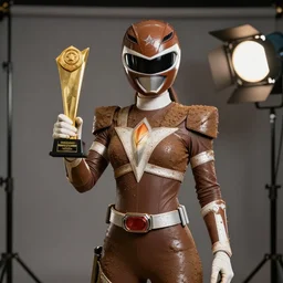 professional photo earth woman power ranger!!! studio lighting, very detailed, unreal engine, canon photo!!!!, professional lighting, good composition, rule of thirds, winning award photo, real, earth woman power ranger, brown, color of mud, modern brown helmet