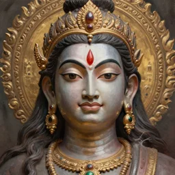 indian god, close - up portrait, powerfull, intricate, elegant, volumetric lighting, scenery, digital painting, highly detailed, artstation, sharp focus, illustration, concept art, ruan jia, steve mccurry