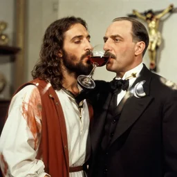 ataturk drinking wine with jesus christ realistic