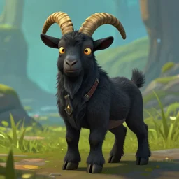 an anthropomorphic black goat in world of warcraft, screenshot