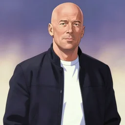 bruce willis as anime character, anime art