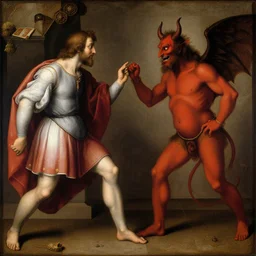 renaissance painting of a man meeting the devil