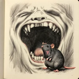 the scream, but with a rat!!!!!!!!! instead of a ( ( ( ( person ) ) ) )