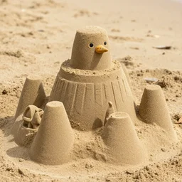 a photo of a robin williams sandcastle