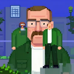 a scene from breaking bad in 8 - bit pixel art