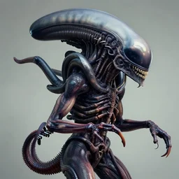 photoreal portrait of hr giger becoming a xenomorph