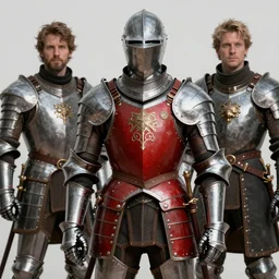 steampunk knight's red and silver chest armor hyperrealistic, hyperdetailed, chaykin howard and campionpascale and cooke darwyn and davis