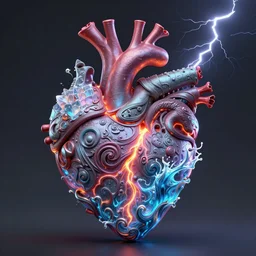3 d ornate carved water heart, sigma 5 0 0 mm f / 5. beautiful intricate highly detailed heart. bioluminescent, plasma, lava, ice, water, wind, creature, thunderstorm! artwork by tooth wu and wlop and beeple and greg rutkowski, 8 k trending on artstation