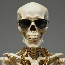 commission portrait of a skeleton wearing sunglasses and a golden chain around the neck,character design by charles bowater,greg rutkowski,ross tran,hyperdetailed,hyperrealistic,4k,deviantart,artstation,professional photography,concept art,art by notchalla