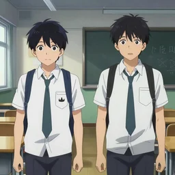 two guys explore a haunted school, anime