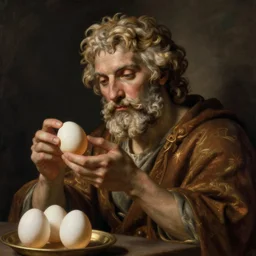 Pensive Wizard Examining Eggs, by Michelangelo.