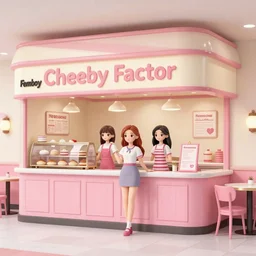 inside Femboy Cheesecake Factory restaurant