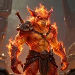 A portrait of a fire goblin, dungeons and dragons, blizzard entertainment, industrial light and magic, pixar