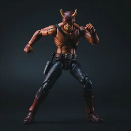 an action figure of daredevil in a dynamic pose, low key lighting, deep color