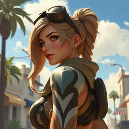 greg manchess portrait painting of elaina as overwatch character, medium shot, asymmetrical, profile picture, organic painting, sunny day, matte painting, bold shapes, hard edges, street art, trending on artstation, by huang guangjian and gil elvgren and sachin teng