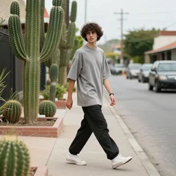 cactusman walking on a street