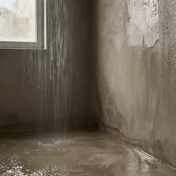 a moisterd room with a wet floor and wet walls, rendered in octane 8 k