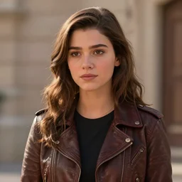 young adult woman in a leather jacket, disney pixar movie still, high detail, natural light, ray tracing, trending on artstation, 4 k ultra hd blu ray