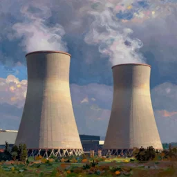 nuclear power station in the style of Claude Monet