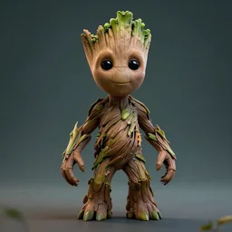 generate groot character in a nutshell, fine, hd, octane render,