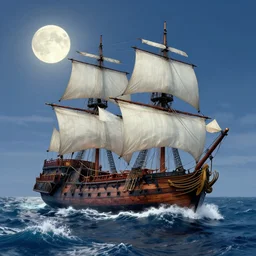 realistic galleon on the high seas big waves moonlight, art by james o barr and albrecht durer and brom, woodblock print, steel engraving, black and white, vector, vector art