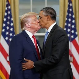 trump and obama kissing