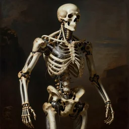 skeleton bone biomechanical cyborg still frame from Prometheus movie by giger in Caravaggio style