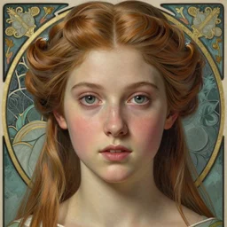 detailed realistic pretty princess face portrait by jean delville, gustave dore and marco mazzoni, art nouveau raytracing 1 6 : 9
