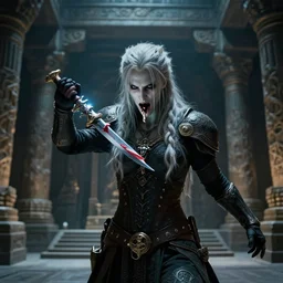 vfx film closeup, soul reaver, raziel irl, legacy of kain soul reaver, price of persia movie, missing jaw, hero pose, devouring magic souls, in epic ancient sacred huge cave temple, flat color profile low - key lighting award winning photography arri alexa cinematography, hyper real photorealistic cinematic beautiful, atmospheric cool colorgrade