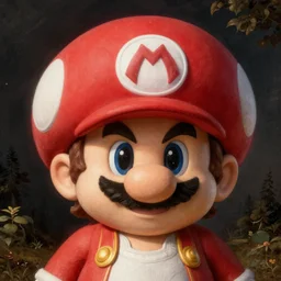 super mario mushroom, close up, reinassance painting, hyper realistic, hyper detailed