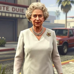 screenshot from gta 5, queen elizabeth in gta
