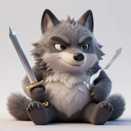 cute handsome cuddly burly surly relaxed calm timid werewolf from van helsing holding a sword unreal engine hyperreallistic render 8k character concept art masterpiece screenshot from the video game the Elder Scrolls V: Skyrim deep vibrant orange citrus yellow