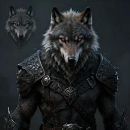 a digital art of realistic portrait of werewolf from skyrim, scary grim dark werewolf, wolf man fantasy concept art, werewolf character sheet, 4 k, ultra detail, volumetric lighting, unreal engine, octane render