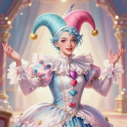 award winning digital portrait of a feminine attractive male jester at a circus, male art by sakimichan of hisoka, beautiful circus themed with soft pastel colors and lights, trending artstation, digital art, aesthetic, bloom, intricate, elegant, sharp focus, digital illustration, highly detailed, octane render, digital painting, concept art, artgerm, fantasy, masterpiece, by lisa buijteweg and sakimichan