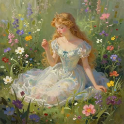 a beautiful digital illustration painting fairy princess among the flowers by benoit b. mandelbrot, roger dean. 8 k resolution trending on artstation concept art digital illustration