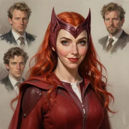Scarlet Witch as Lucifer morningstar, slight smile, highly detailed, digital painting, artstation, concept art, sharp focus, illustration, art by wlop and J. C. Leyendecker and Edmund Bliar Leighton and Charlie Bowater