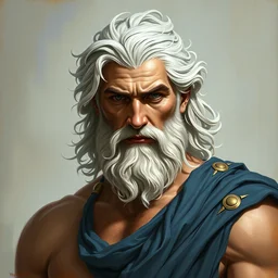painted portrait of rugged zeus greek god [ white hair ] masculine mature [ ancient greek motif ] handsome [ upper body ] muscular robe fantasy intricate elegant detailed rule of thirds fibonacci digital painting trending artstation concept art sharp focus illustration art by alphonse mucha greg rutkowski