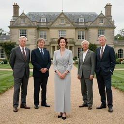 5 0 s portrait of elegant woman standing on driveway of stately home, normal rockwell, tom lowell, leyendecker, james gurney, ruan jia, high detail