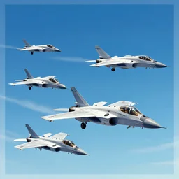 a group of fighter jets flying next to each other, poster art by syd mead, behance, retrofuturism, dynamic composition, poster art, glitch art