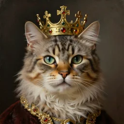 closeup portrait of a humanoid cat old king with a crown, highly detailed painting by gaston bussiere, craig mullins, j. c. leyendecker 8 k
