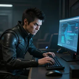 ps 4 mass effect screenshot of kai leng angrily typing at a computer