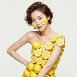 the portrait of a sensual lemon personified as an absurdly beautiful, graceful, elegant, sophisticated, young woman made up of lemons, an ultrafine hyperdetailed illustration by kim jung gi, irakli nadar, intricate linework, bright colors, octopath traveler, final fantasy, unreal engine 5 highly rendered, global illumination, radiant light, detailed and intricate environment