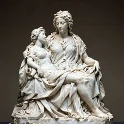 sculpture of cate blanchett as pieta, by Michelangelo, photorealism