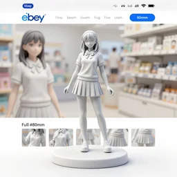 Image on the store website, eBay, Full body, 80mm resin detailed miniature of a school girls in summer uniforms, tights skin