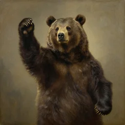 an oil painting of a socialist bear vowing to take down capitalism by Rembrandt